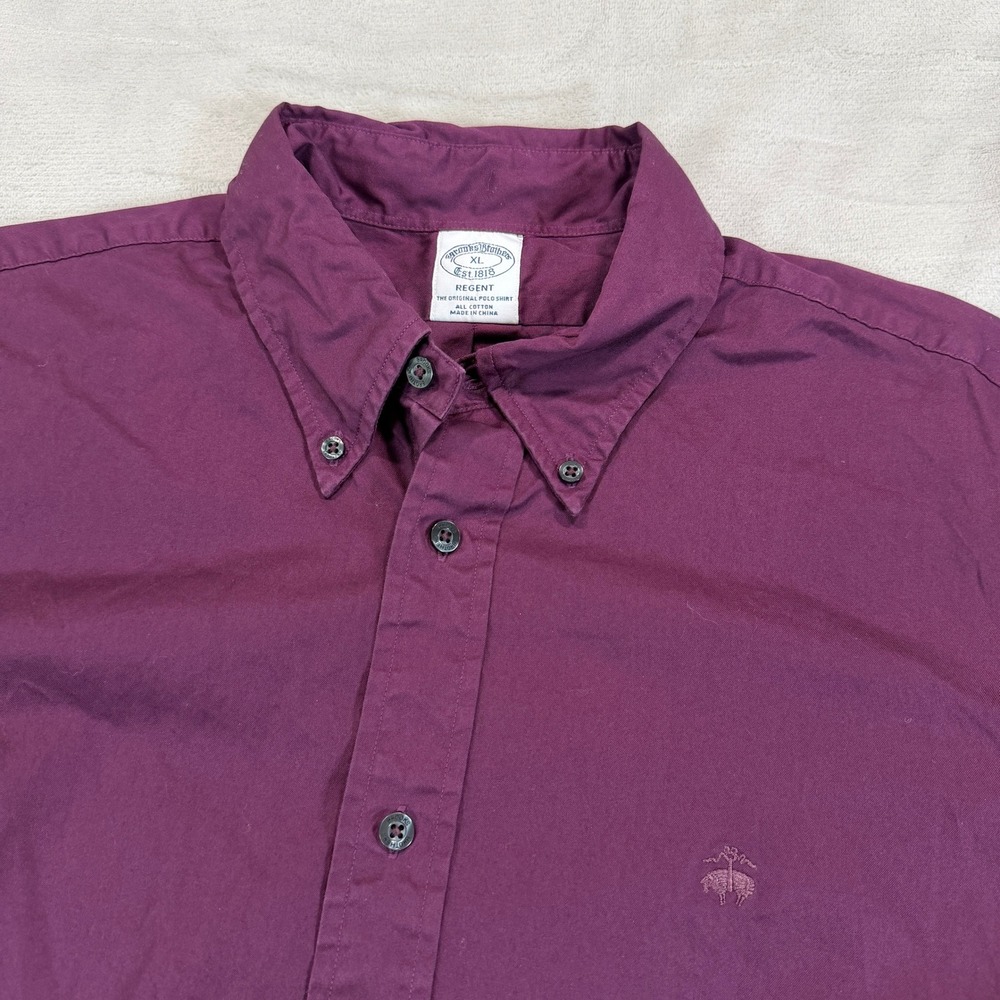 Brooks Brothers Regent Fit Shirt XL Burgundy Purple Cotton Button Down Casual - Picture 2 of 8
